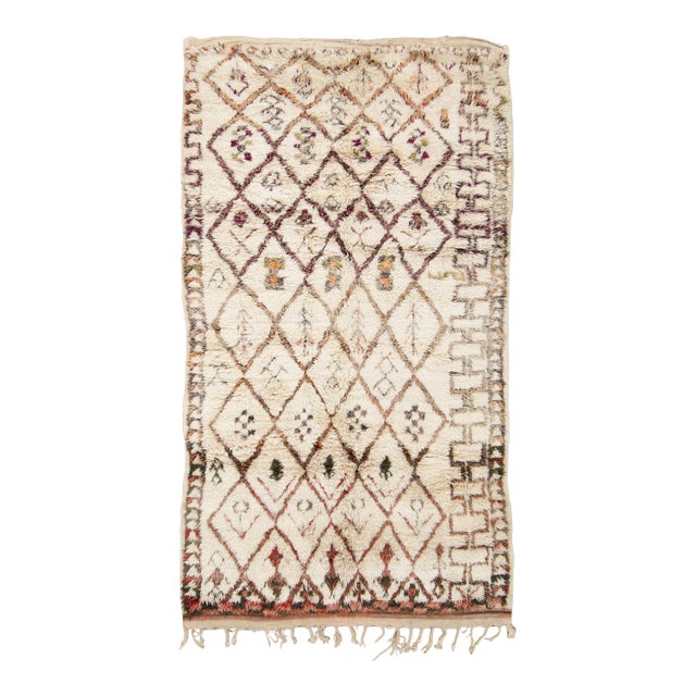 Vintage Moroccan Berber Shag Wool Rug With Diamond Grid by Rug & Kilim, 1950-1959 For Sale
