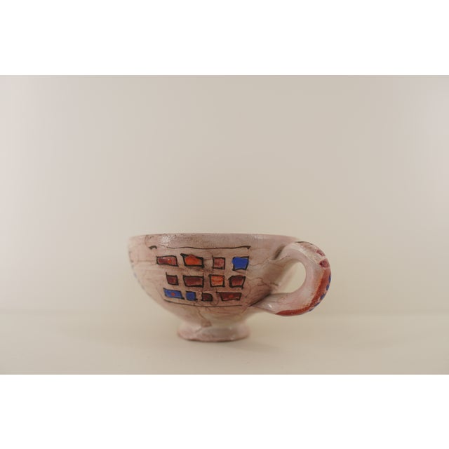 Abstract Vintage Hand-Painted Studio Pottery Loving Cup Bowl For Sale - Image 3 of 11