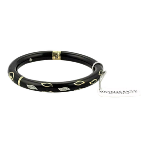 Nouvelle Bague Diamond Black Enamel 18k & Sterling Bangle Bracelet