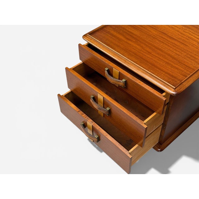 Paul Frankl, Rare Nightstands, Mahogany, Rock Maple, Brass, Leather, Usa, 1950s For Sale - Image 9 of 14