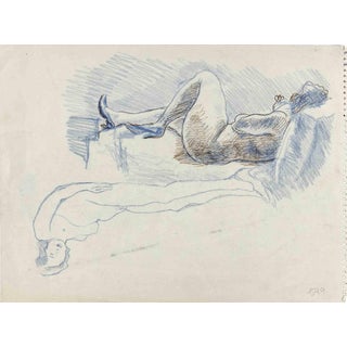 Mino Maccari, Nudes Drawing, 1934, Pencil and Pastel For Sale