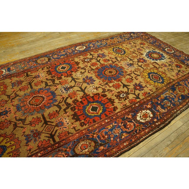 Amazing Camel Color With Geometric and Florid Design Antique Bakhtiari Rug For Sale - Image 10 of 12