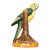 Vintage Italian Majolica Ceramic Parrot Figurine Hand Painted Made in Italy Bird on Branch For Sale