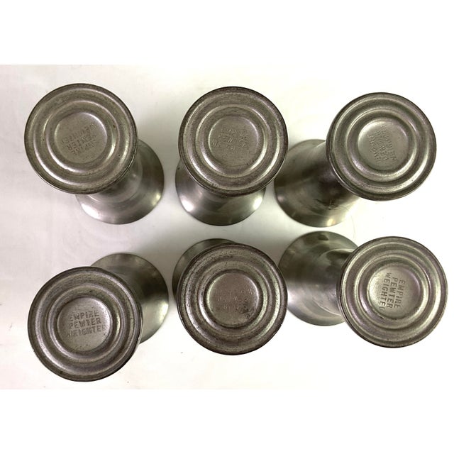 American 1940s Empire Pewter Co., Amsterdam,, New York Weighted, Pewter Cordials - Set of 6 For Sale - Image 3 of 4