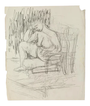 Nude - Original Pencil on Paper by Jeanne Daour - 20th Century 20th Century