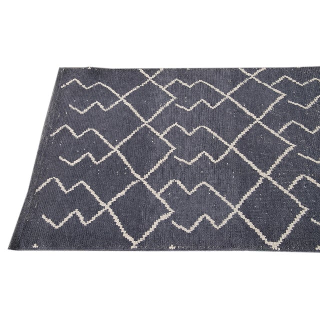 Modern Moroccan Style Handmade Tribal Wool Runner For Sale - Image 4 of 10