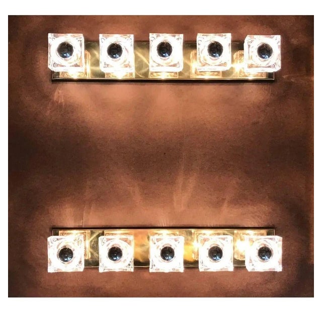 1960s Sconces With Sciolari Murano Glass Cubes Italy - a Pair For Sale In Los Angeles - Image 6 of 6
