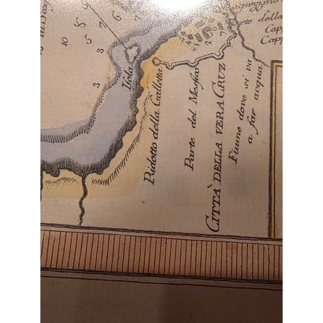 Hand Colored 18th C Map of Vera Cruz Mexico in Rustic Ranch Frame For Sale In San Antonio - Image 6 of 12