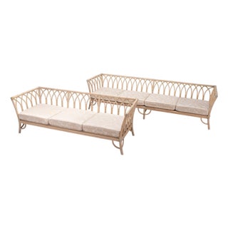 Pair of McGuire Organic Modern Rattan Cathedral Sofas 7 Ft 9 Ft For Sale
