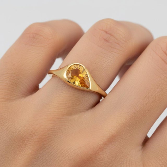 Pear Citrine East-West Ring, Size 7.5 For Sale - Image 10 of 13