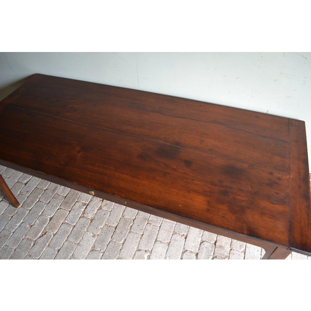 Antique Oak Dining Table with 3 Drawers For Sale - Image 3 of 9