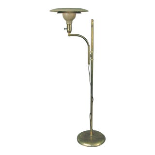 M.G. Wheeler’s Sight Light Mid-Century Modern Adjustable Floor Lamp, All-Brass & Aluminum For Sale