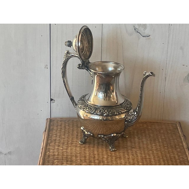 Traditional Vintage Rogers Bros Silver Plated Coffee Pitcher in Heritage Pattern For Sale - Image 3 of 11
