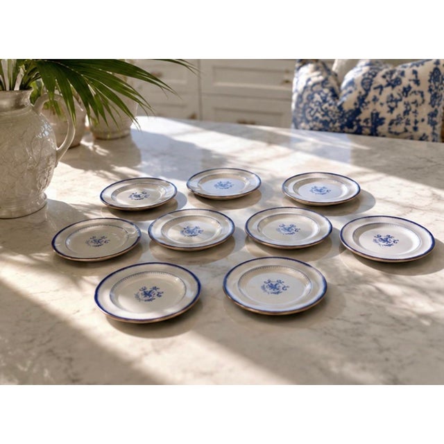Set of 12 Vintage English Copeland Spode "Newburyport" Cobalt Blue & Gold 8-Inch Salad Dessert Plates For Sale - Image 10 of 12