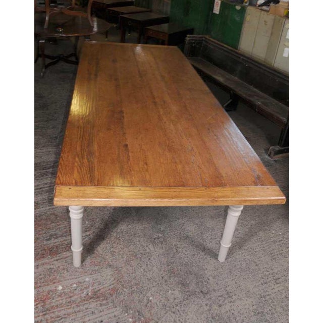 Oak Refectory Dining Table with Painted Base For Sale - Image 4 of 10
