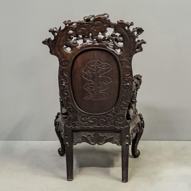 Antique Japanese High Back Red Lacquer Monkey Armchair For Sale - Image 4 of 16