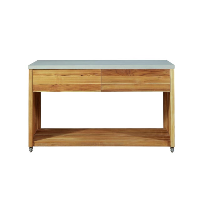 Eclipse Outdoor Solid Teak Wood Kitchen Island For Sale - Image 4 of 10