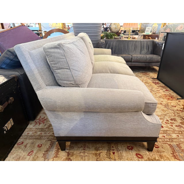 Contemporary Bench Crafted Bespoke Twill Sofa, Heathered Taupe For Sale - Image 3 of 12