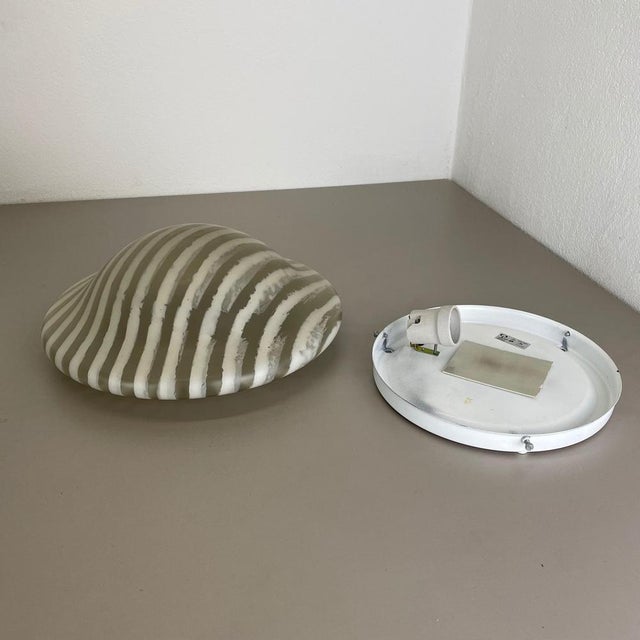 1970s Zebra Glass Flushmount Wall Light attributed to Peill & Putzler, Germany, 1980s For Sale - Image 5 of 18