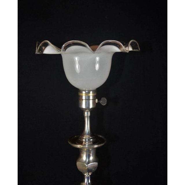 Gold Silver-Plated Newel Post Lamp from Hawksworth Eyre & Co., England, 1920 For Sale - Image 8 of 13
