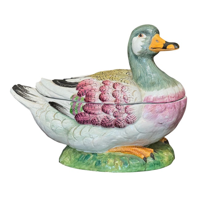 Late 18th Century French Glazed Ceramic Duck Tureen For Sale