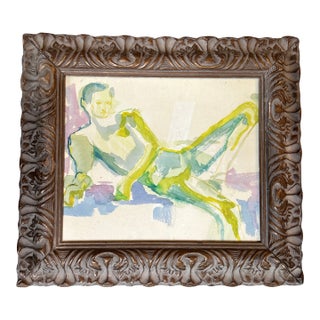 1970’s Abstract Male Nude Figure Watercolor Painting For Sale