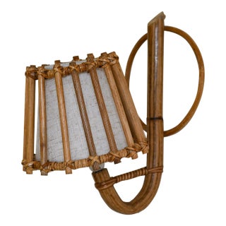 Mid-Century Rattan Pencil Reed Wall Lighting Sconce For Sale