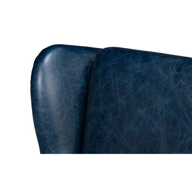 Classic Leather Wingback Chair Chateau Blue For Sale - Image 10 of 12