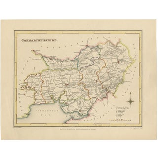 Map of Carmarthenshire by Samuel Lewis, 1844 For Sale