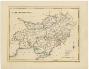 Map of Carmarthenshire by Samuel Lewis, 1844