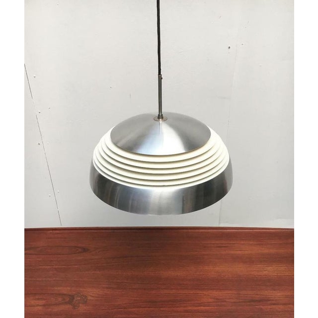 Silver Mid-Century German Space Age Aluminum and Glass Pendant Lamp from Doria, 1960s For Sale - Image 8 of 18