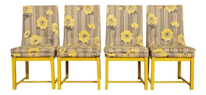 Dorothy Lerner Mid Century Yellow Frame Custom Upholstered Dining Chairs - Set of 4