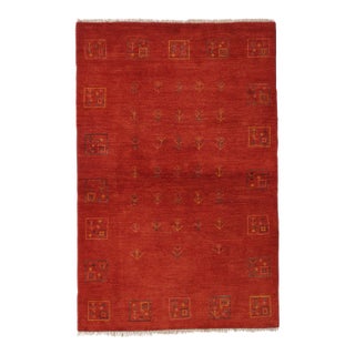 Vintage Hand-Knotted Persian Gabbeh Rug 3'11" X 6'0" For Sale