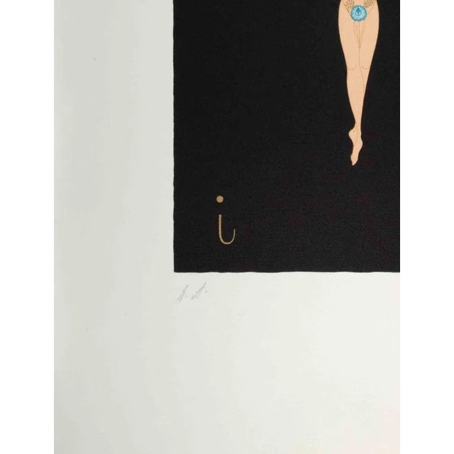 Modern Erté, Letter I, 1976, Lithograph and Screen Print For Sale - Image 3 of 4