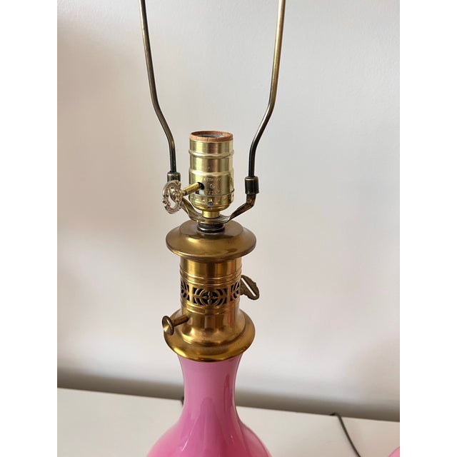 Pair of Rare Pink Murano Glass Lamps - Cenedese Mid 20th Century For Sale - Image 12 of 12