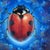 Space Beetle 01 by Stacy D'Aguiar | Acrylic on wood of a red ladybug in a cosmic background For Sale - Image 4 of 5