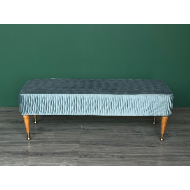 Turquoise 1960s Mid-Century Modern Upholstered Bench For Sale - Image 8 of 9
