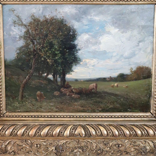V. Bussolino, Landscape with Flock, Oil Painting on Board, 19th Century, Framed For Sale - Image 8 of 13