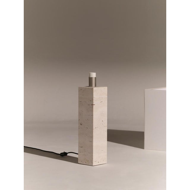 White Travertine Large Roma 1 Square Table Lamp by Nassi For Sale - Image 4 of 5