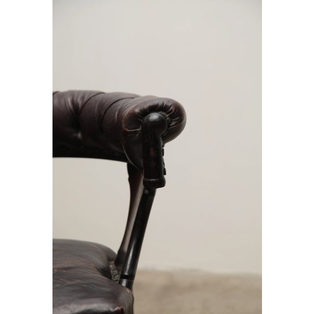 1920s English Oak and Leather Library Chair For Sale - Image 12 of 13