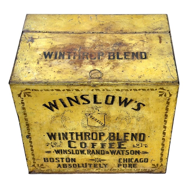 Antique Winslow’s “Winthrop Blend” Coffee Advertising Store Bin, USA 1895-1910 For Sale