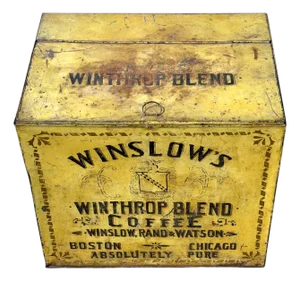 Antique Winslow’s “Winthrop Blend” Coffee Advertising Store Bin, USA 1895-1910