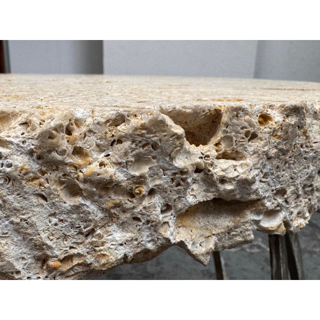 Artisan Made Fossilized Stone Side Table For Sale In San Francisco - Image 6 of 12