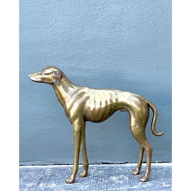 Mid-Century Modern Vintage Monumental Brass Greyhound For Sale - Image 3 of 17