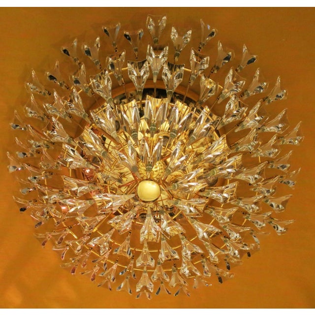 Italian Gilt Brass and Crystal Ceiling Lamp from Stilkronen, 1970s For Sale - Image 6 of 11