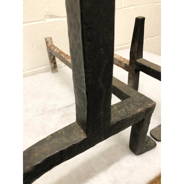 Antique Gustav Stickley Model #237 Black Wrought Iron Craftsman Andirons- a Pair For Sale - Image 10 of 12