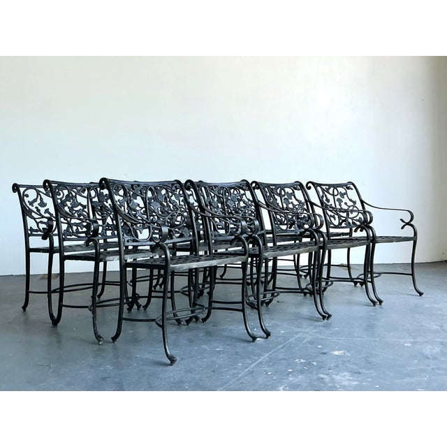 Vintage Black Wrought Iron Dining Chairs - Set of 12 For Sale - Image 10 of 12