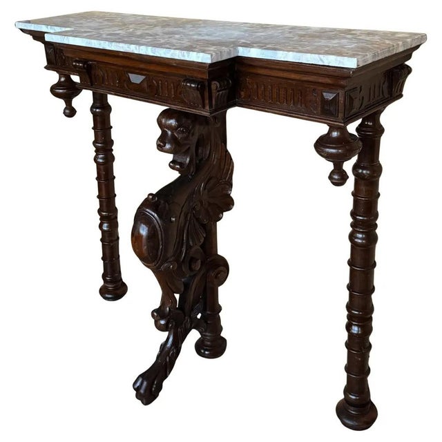 Antique Italian Renaissance Revival Carved Figural Bust with Winged Lion's Head, 1900s For Sale - Image 14 of 14