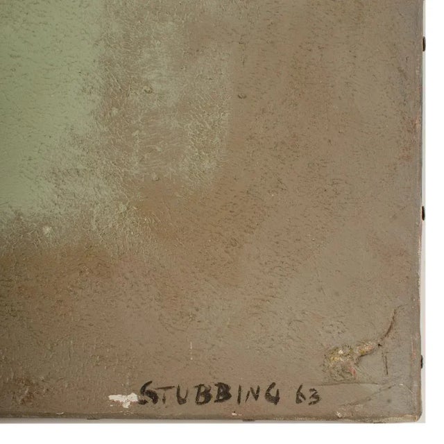 Green Burst on grey background - Oil on Canvas , signed lower right and dated '63 - Also known as NH Tony Stubbing - Unframed
