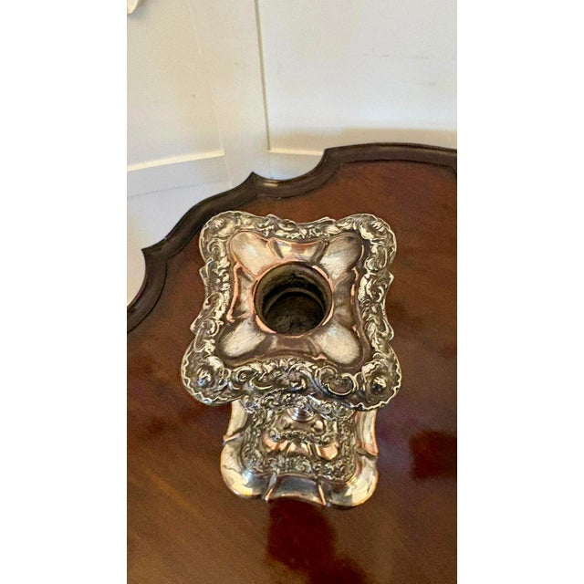 Antique Tall Silver-Plated Candlesticks, 1880, Set of 2 For Sale - Image 10 of 12